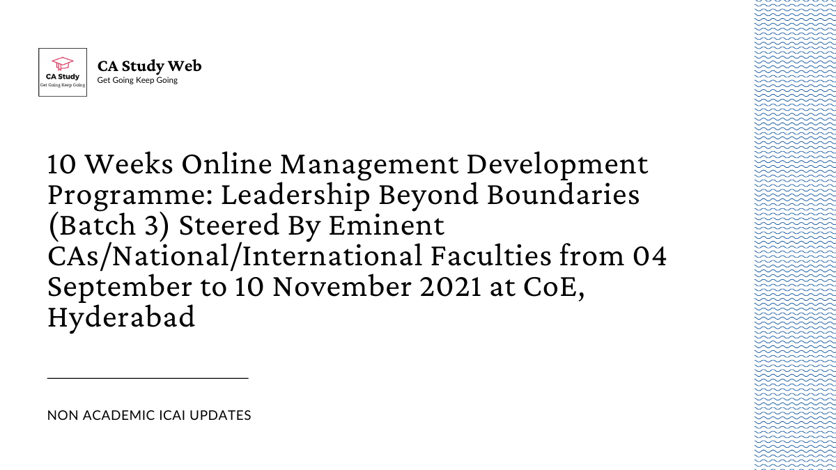 10 Weeks Online Management Development Programme by ICAI