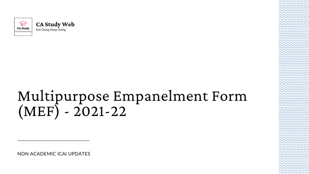 Multipurpose Empanelment Form (MEF) - 2021-22 20