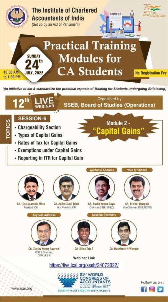 Practical Training Module on Capital Gain on 24th July 2022 1