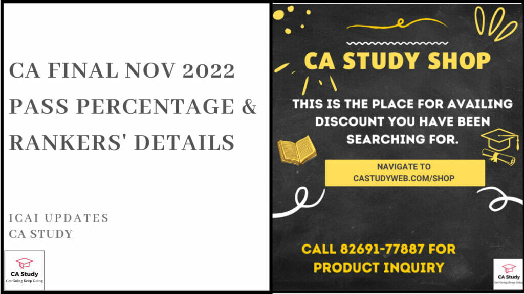 CA Final Nov 2022 Pass Percentage & Rankers' Details