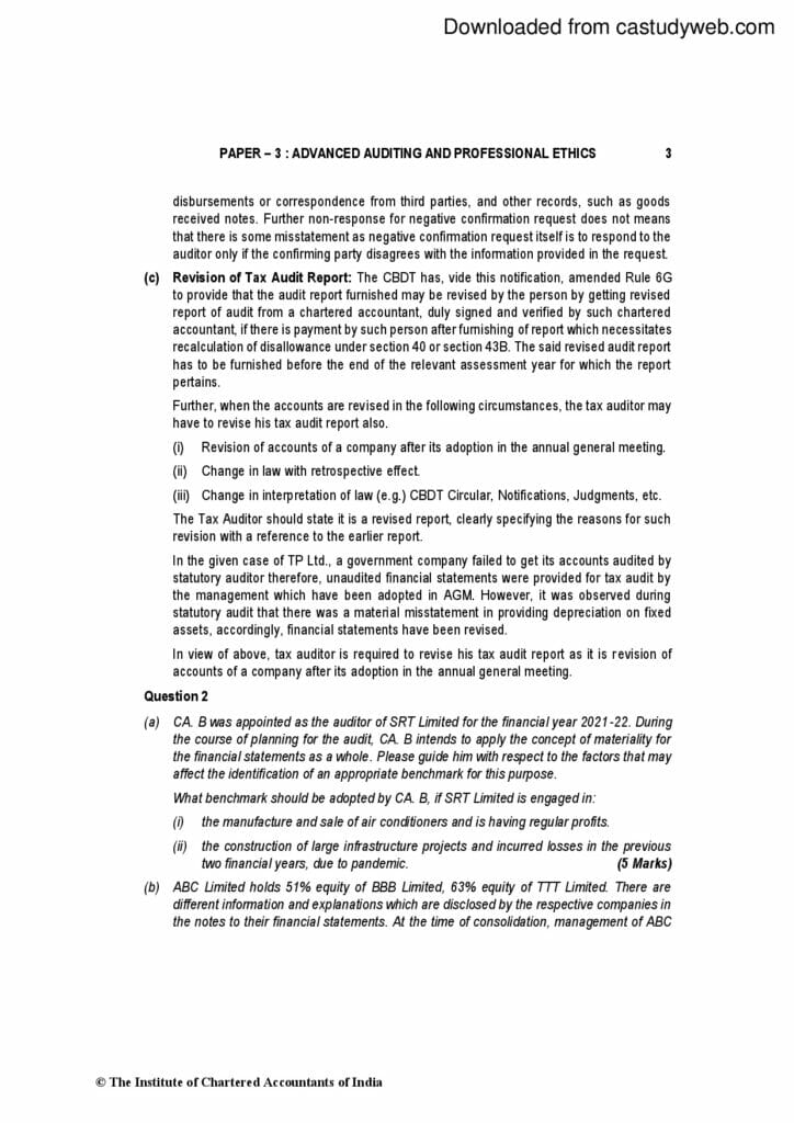 CA Final Suggested Answers From May 2018 To May 2023 - FREE Download!! 2