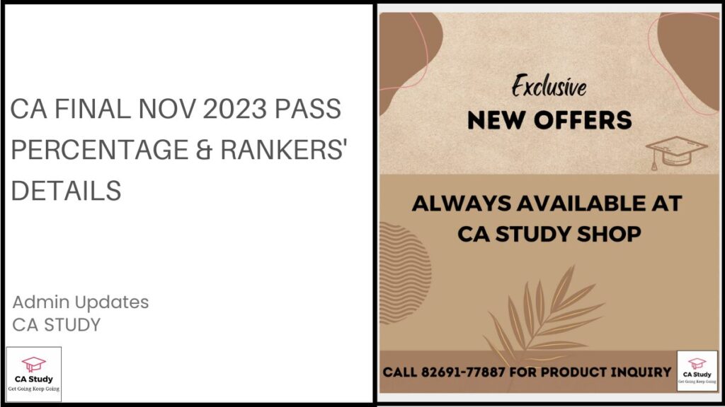CA Final Nov 2023 Pass Percentage & Rankers' Details