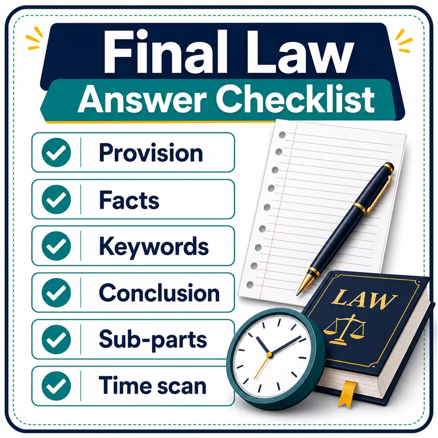 CA Inter Law final answer sheet checklist